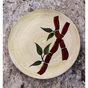 Blue Ridge Southern Potteries Bamboo Hand Painted Dinner Plate Yellow 9.25 inch